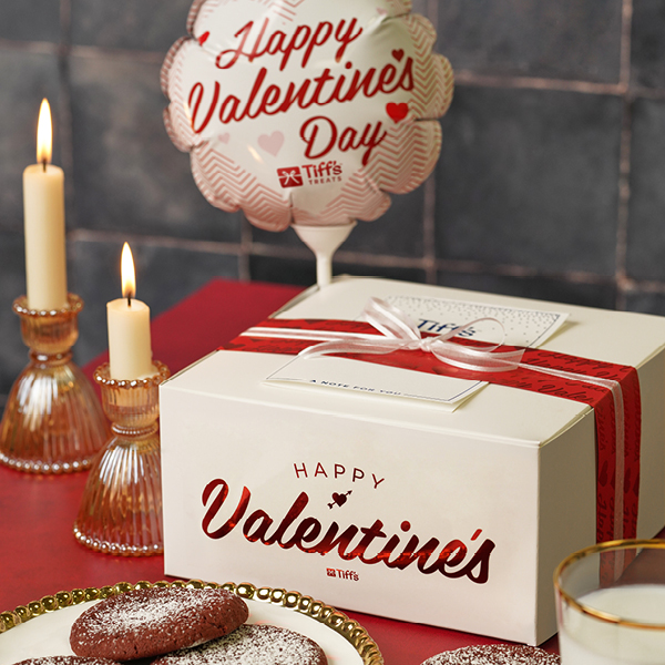 valentines special packaging with a matching balloon